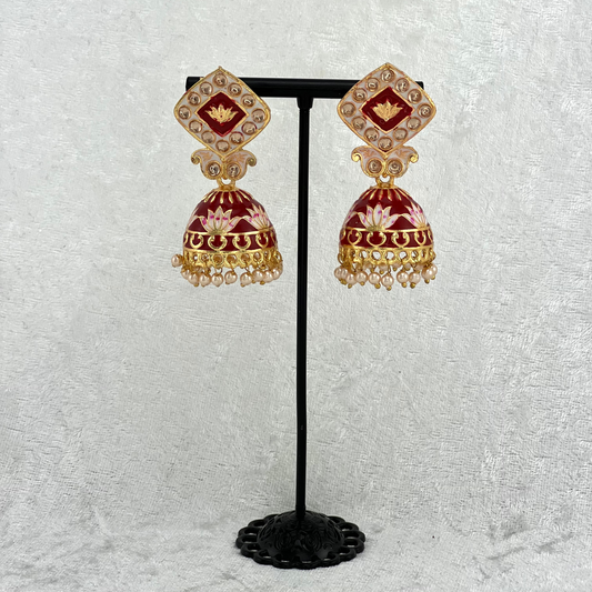 Jhumka Earring in Red, Indian wedding jewellery prefect for indian weddings, parties and special occasions. Latest 2022 fashion