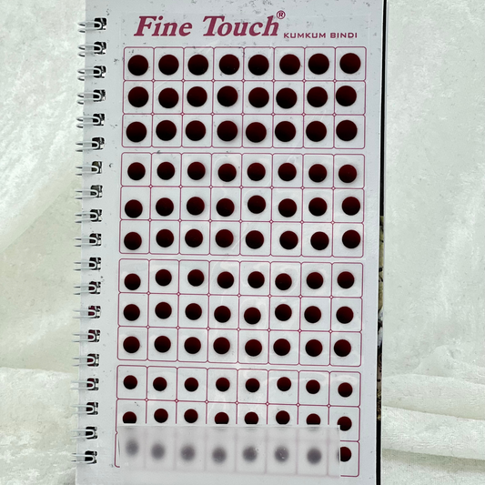 Plain Bindi book, 960 items, maroon bindi, round bindi in various sizes and colours. High quality bindi book for Indian weddings, parties and special occasion.