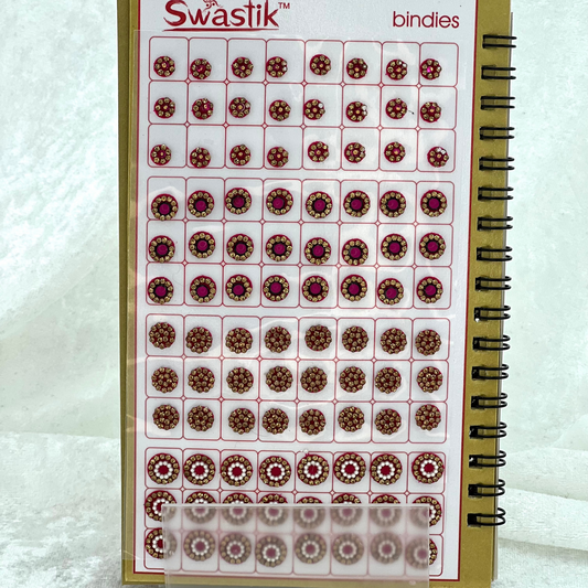 Bindi Book - Gold stone work in round shape in various different sizes and colours. Prefect for Indian weddings, parties and special occasions.