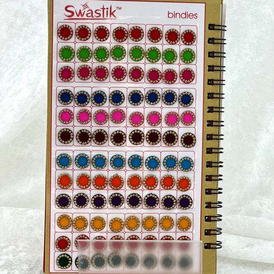 Bindi Book - Gold stone work in round shape in various different sizes and colours. Prefect for Indian weddings, parties and special occasions.