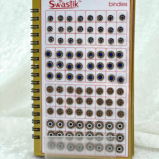 Bindi Book - Gold stone work in round shape in various different sizes and colours. Prefect for Indian weddings, parties and special occasions.
