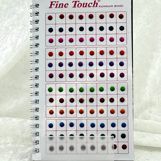 Plain Bindi book, 960 items in ombre, round bindi in various sizes and colours. High quality bindi book for Indian weddings, parties and special occasion.