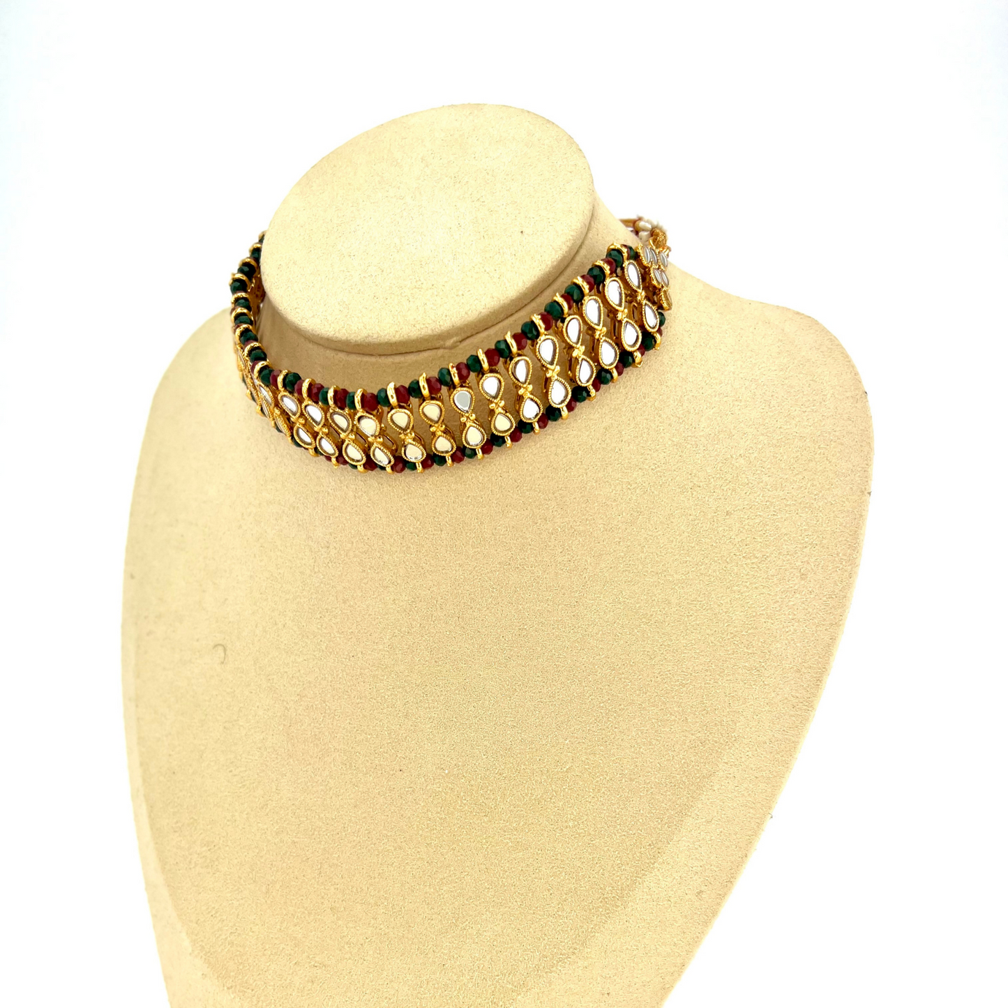 Mirror choker set with multi colour beads. Set includes necklace, tikka and earrings. Prefect for Indian parties, weddings and special occasions. Latest 2022 fashion