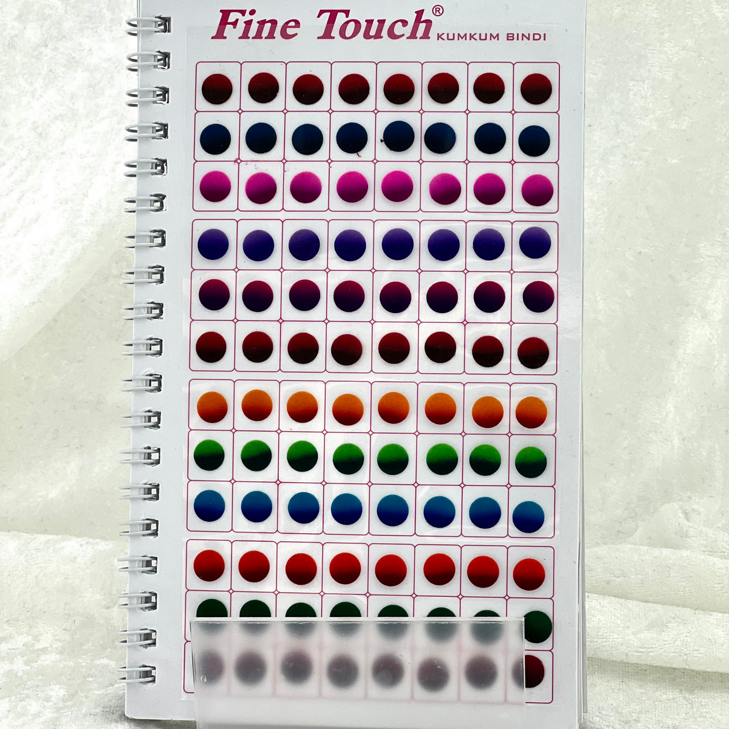 Plain Bindi book, 960 items in ombre, round bindi in various sizes and colours. High quality bindi book for Indian weddings, parties and special occasion.