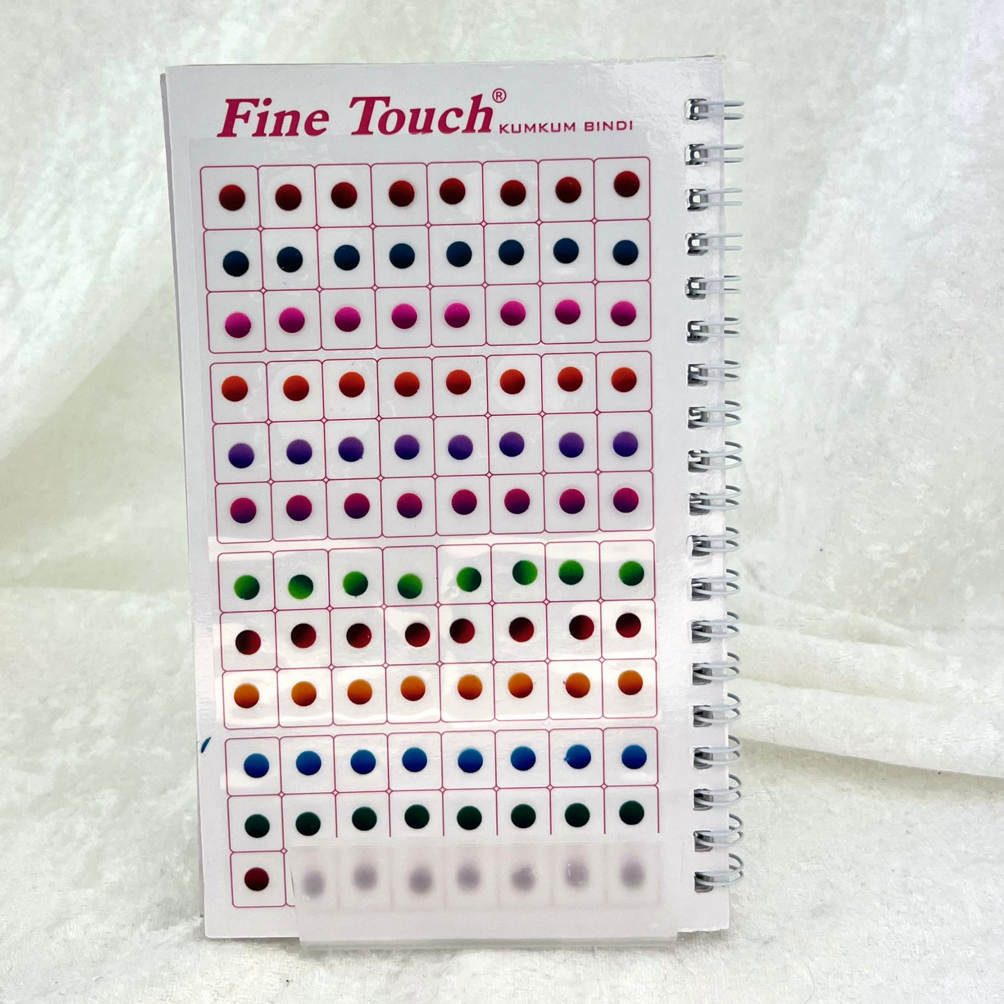 Plain Bindi book, 960 items in ombre, round bindi in various sizes and colours. High quality bindi book for Indian weddings, parties and special occasion.