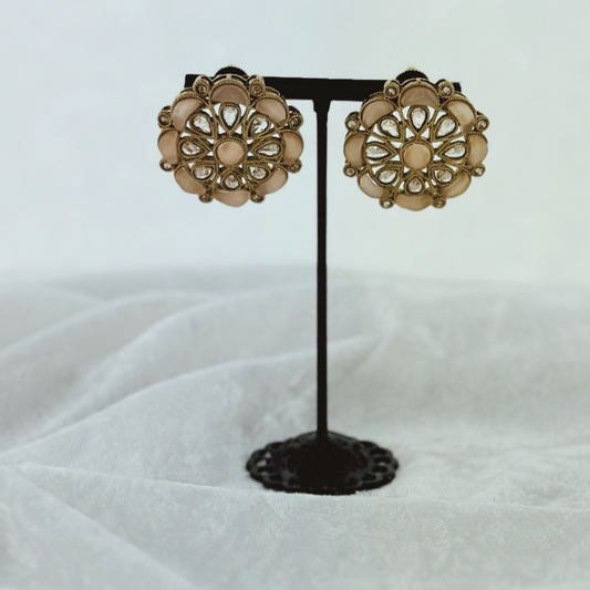 High quality peach earrings. Latest 2023 fashion, prefect for Indian weddings, parties & special occasions.