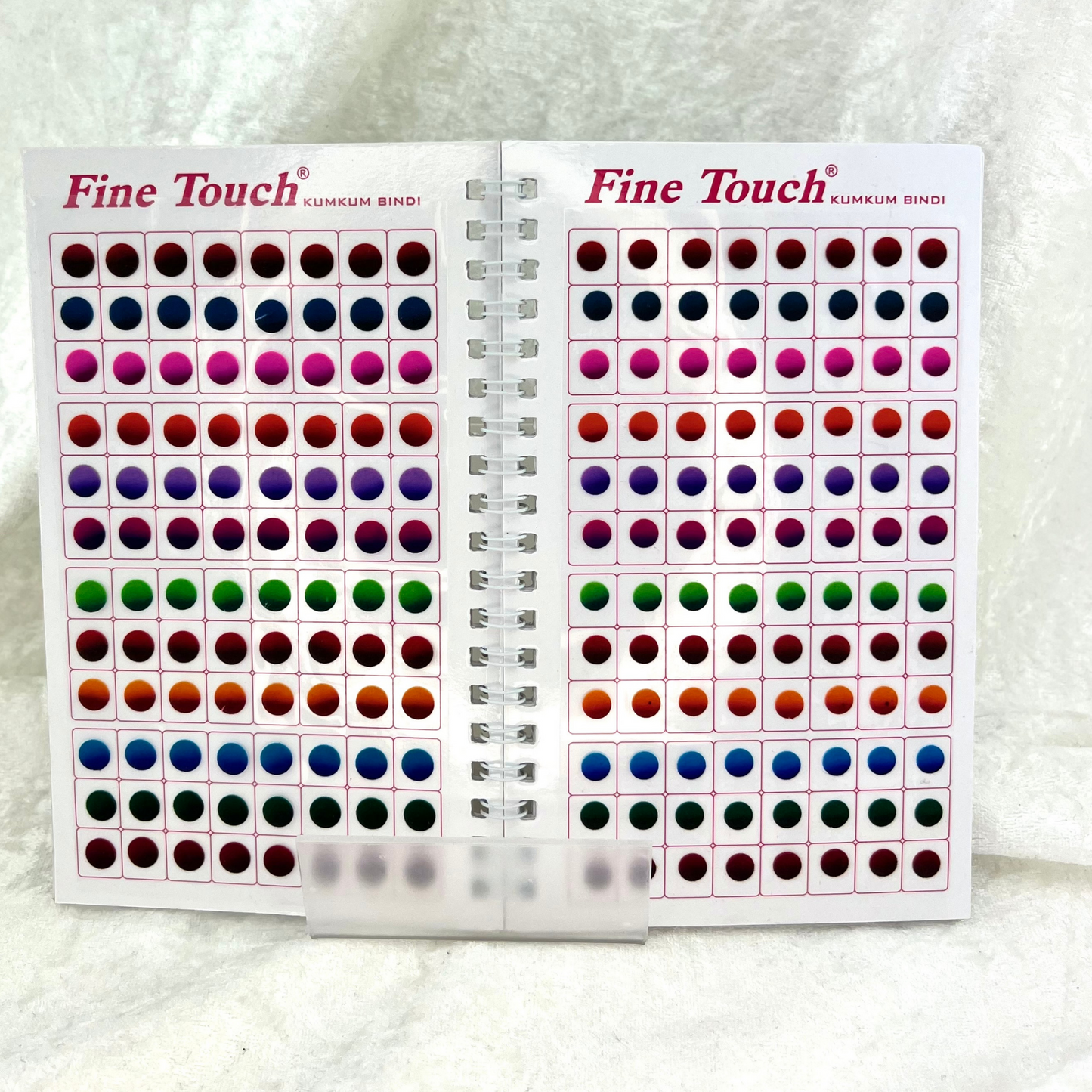 Plain Bindi book, 960 items in ombre, round bindi in various sizes and colours. High quality bindi book for Indian weddings, parties and special occasion.