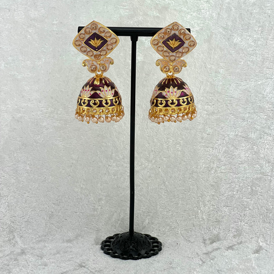 Jhumka Earring in Purple, Indian wedding jewellery prefect for indian weddings, parties and special occasions. Latest 2022 fashion