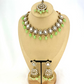 Mirror Necklace set with green beads.   Set includes necklace, tikka and earrings.  Prefect for Indian parties, weddings and special occasions.   Latest 2022 fashion 