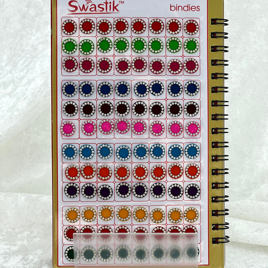 Bindi Book - Silver stone work in round shape in various different sizes and colours. Prefect for Indian weddings, parties and special occasions.