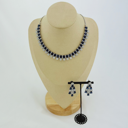 Necklace set with navy stones. Set includes necklace & earrings.  Prefect for Indian parties, weddings and special occasions.   Latest 2023 fashion.