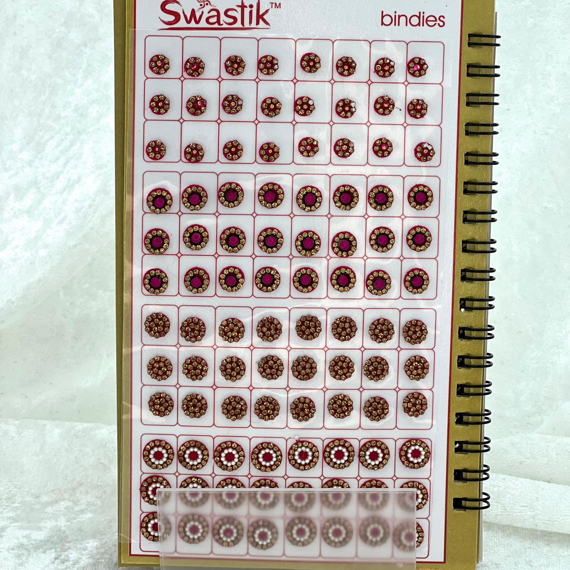 Bindi Book - Gold stone work in round shape in various different sizes and colours.  Prefect for Indian weddings, parties and special occasions.