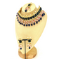 Choker set with with navy blue, clear stones and pink, navy blue beads,  Set includes choker, tikka and earrings.  Prefect for Indian weddings, parties and special occasions.  Latest 2022 fashion. High end Indian fashion jewellery with top quality stones and beads.