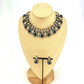 Necklace set with navy blue and clear stone work.  Set includes necklace and earrings.  Prefect for Indian weddings, parties and special occasions.  Latest 2022 fashion. High end Indian fashion jewellery with top quality stones and beads.