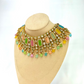 Necklace set with multi colour beads and stones.  Set includes necklace, tikka and earrings.  Prefect for Indian weddings, parties and special occasions.  Latest 2022 fashion. High end Indian fashion jewellery with top quality stones and beads.