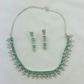 Necklace set with light blue and clear stones.  Set includes necklace & earrings.  Prefect for Indian weddings, parties and special occasions.   Latest 2023 fashion. High end Indian fashion jewellery with top quality stones and beads.