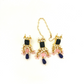 Choker set with with navy blue, clear stones and pink, navy blue beads,  Set includes choker, tikka and earrings.  Prefect for Indian weddings, parties and special occasions.  Latest 2022 fashion. High end Indian fashion jewellery with top quality stones and beads.