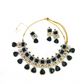 Necklace set with Navy and silver stone work finished with small white pearls.  Set includes necklace, tikka and earrings.  Prefect for Indian parties, weddings and special occasions.   Latest 2022 fashion 