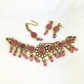 ﻿Choker set with pink, clear stones and pink beads.  Set includes choker, tikka and earrings.  Prefect for Indian weddings, parties and special occasions.  Latest 2022 fashion. High end Indian fashion jewellery with top quality stones and beads.